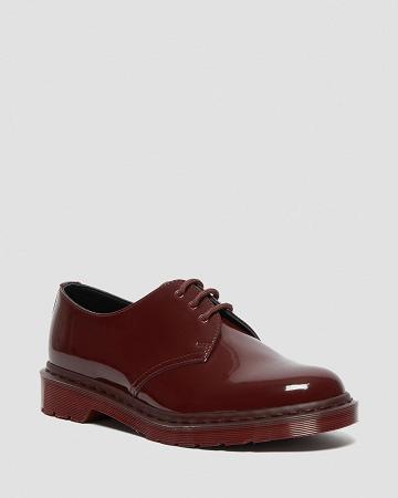 Red Men's Dr Martens 1461 Made in England Mono Patent Leather Oxfords Shoes | CA 594JPQ